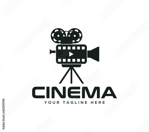Cinema Film Camera logo design on white background, Vector illustration.