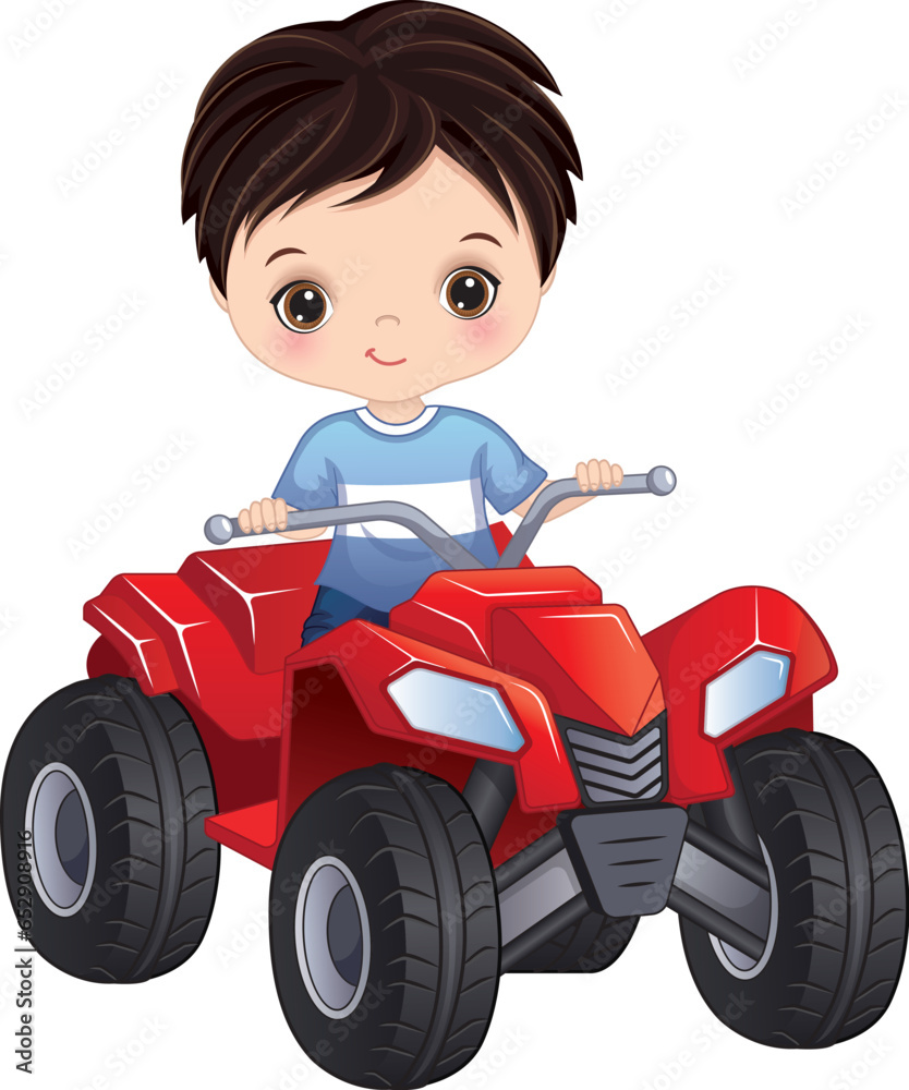 Vector Cartoon Boy Riding Quad Bike Vector Cartoon Boy Riding Quad Bike