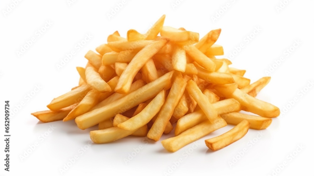 French fries isolated on white background.Generative AI French fries isolated on white background.Generative AI