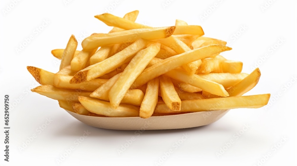 French fries isolated on white background.Generative AI French fries isolated on white background.Generative AI