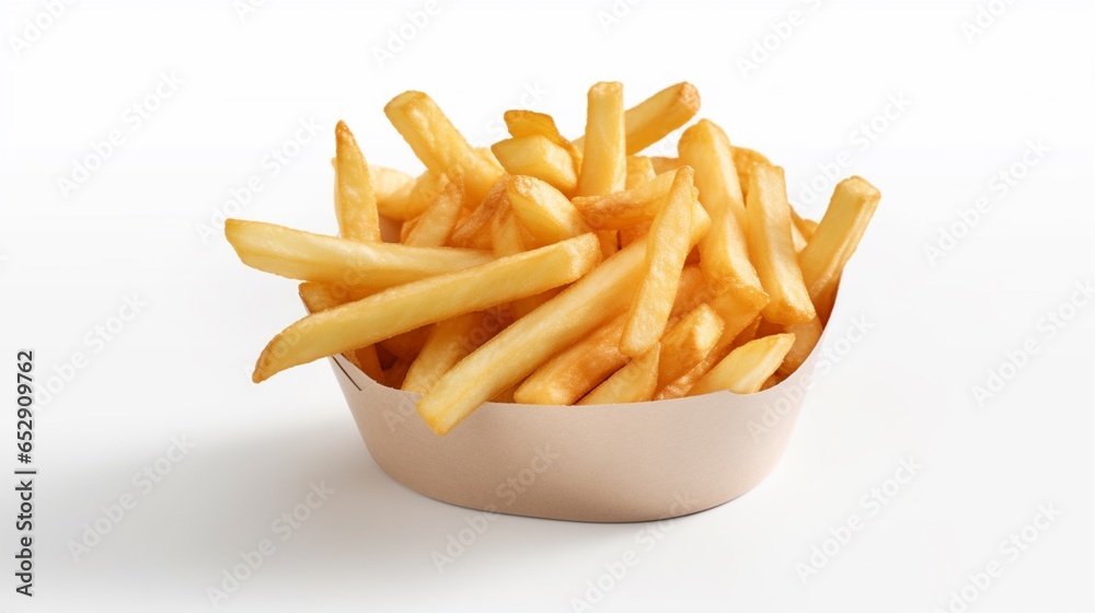 French fries on white background.Generative AI French fries on white background.Generative AI