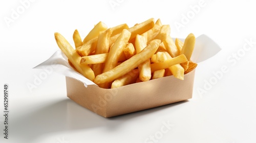 French fries on white background.Generative AI