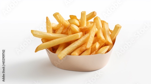 French fries on white background.Generative AI
