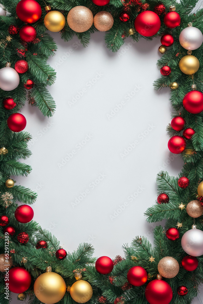 Christmas background with a fir tree decorated with garlands, lights, toys, balls and xmas gifts Christmas background with a fir tree decorated with garlands, lights, toys, balls and xmas gifts