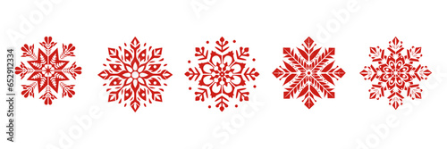 Set of beautiful red snowflakes. Isolated snowflakes. Vector illustration for design