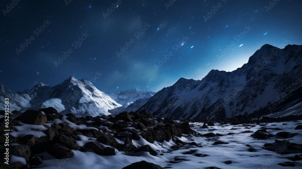 Awe-Inspiring Landscape: Snow-Capped Summits and the Milky Way