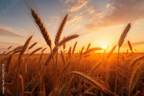 A Tranquil Sunrise in a Vast Wheat Field