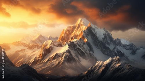 An awe-inspiring sunrise over a jagged mountain range