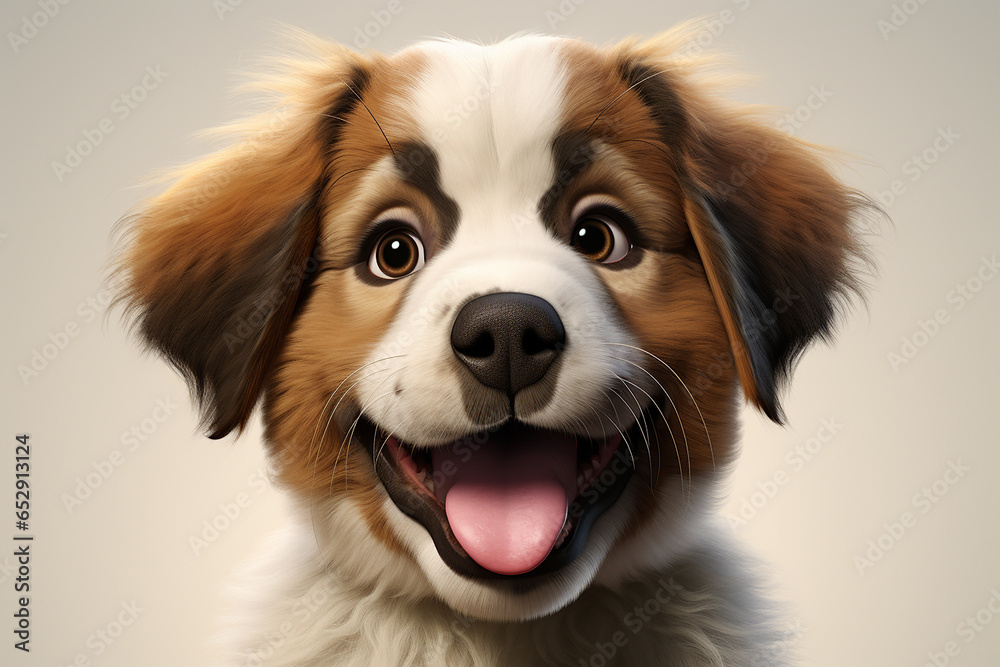 Saint Bernard dog on a white background. Adorable fluffy animal close-up portrait. Generated by generative AI.