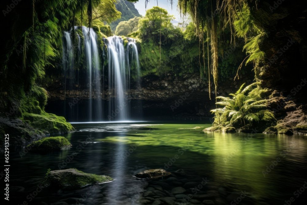 Stunning Long Exposure Shot of a Cascading Waterfall