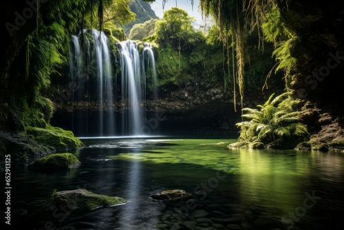 Stunning Long Exposure Shot of a Cascading Waterfall
