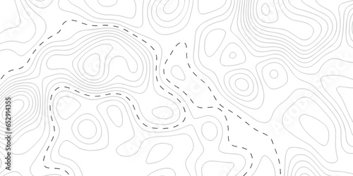 Topographic map background geographic line map with seamless pattern ornament design. The black on white contours vector topography stylized height of the lines map.