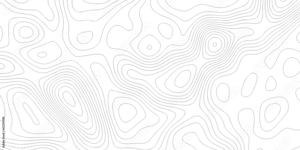 Topographic map background geographic line map with elevation assignments. The black on white contours vector topography stylized height of the lines map. - obrazy, fototapety, plakaty 