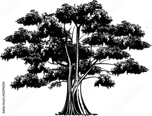 black and white tree