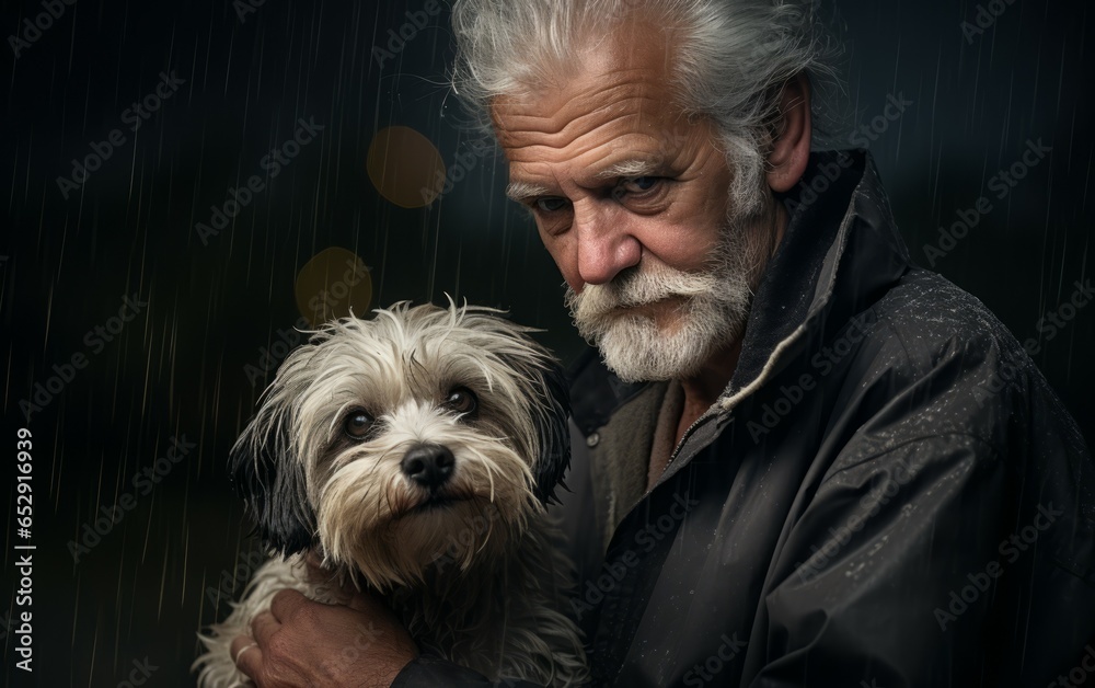 Elderly Person Providing Comfort and Safety to Puppy During Thunderstorm Elderly Person Providing Comfort and Safety to Puppy During Thunderstorm