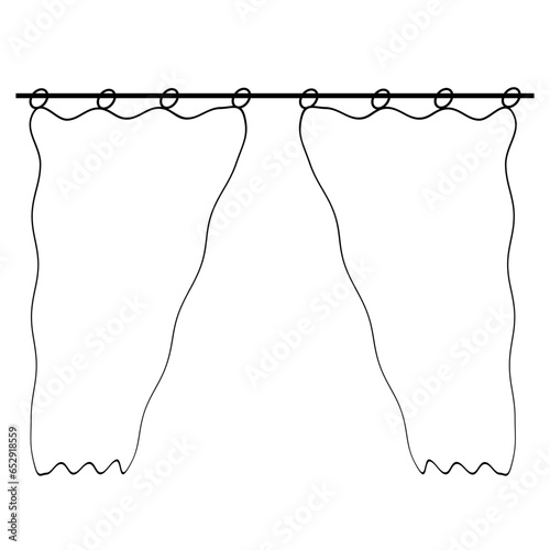 Black Vector outline illustration of curtains on a white background