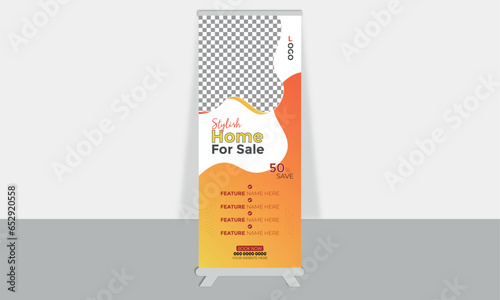 modern home sell vector real estate rollup banner or pullup banner design