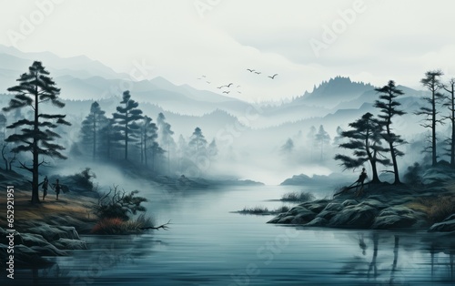 Tranquil Lake and Majestic Mountains: A Serene Image of Peace