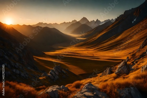 sunset in the mountains 4k HD quality photo. 