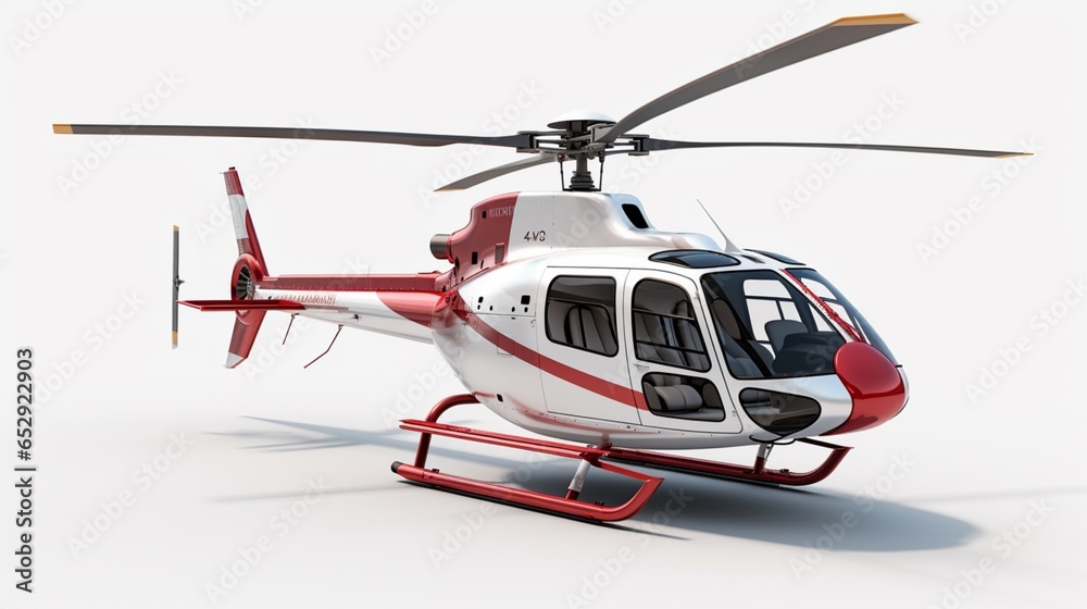 Helicopter in front of a white background.Illustration.Generative AI Helicopter in front of a white background.Illustration.Generative AI