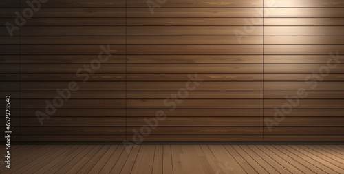 Empty minimalist wooden room interior