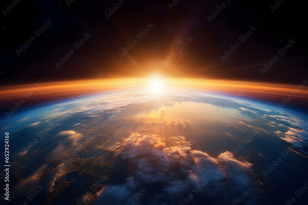 The Sun Rising Over Earth From Space The Sun Rising Over Earth From Space
