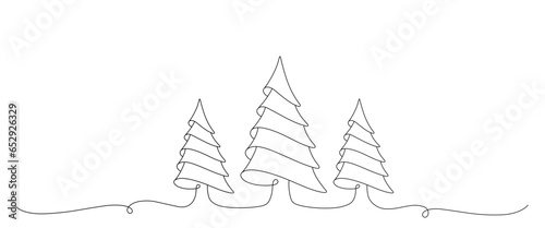 Christmas tree line art style, vector Christmas elements