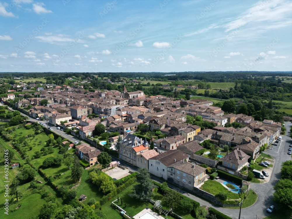Monpazier  town France drone,aerial