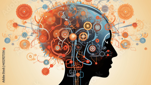 background illustration for scientific medical concept - connection processes in brain research photo