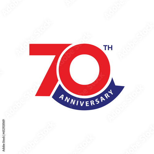 70th anniversary modern logo design. 70 years celebration greeting card, banner, poster, flyer, vector template. Number of 70 icon.