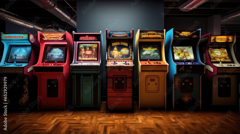 world of classic arcade gaming, where nostalgia meets modern fun - obrazy, fototapety, plakaty 