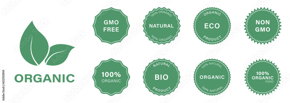 Organic Healthy Vegan Food Badge Set. Non Gmo, Gmo Free Label Icons ...