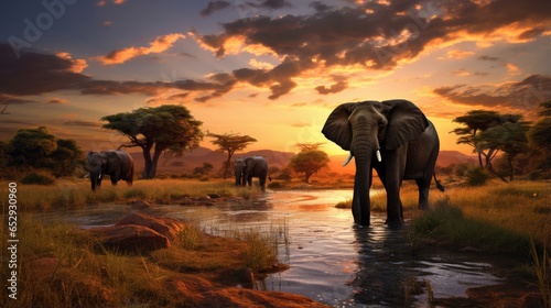 Elephants essence of Africa's natural beauty and cultural heritage © pvl0707