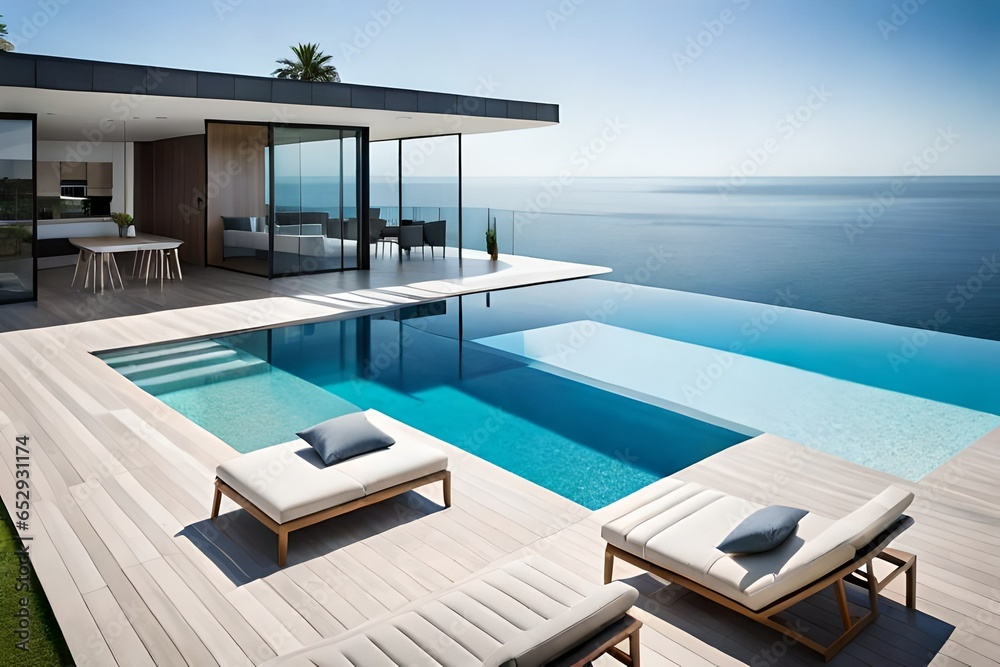 Fototapeta premium luxury swimming pool in sunshine.