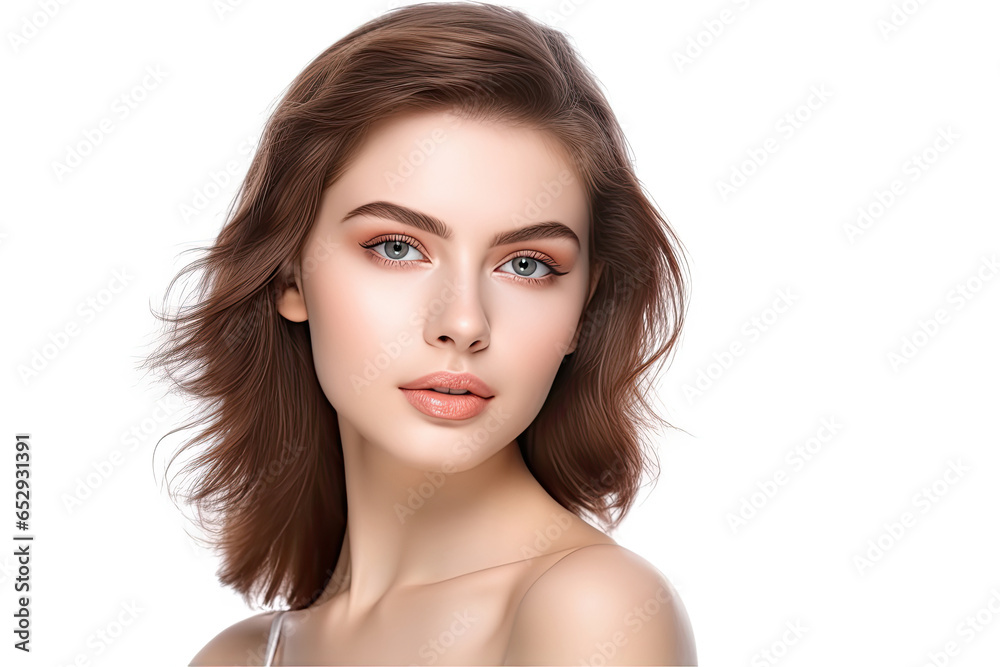 Beauty woman healthy clean skin beautiful female young model isolated on white