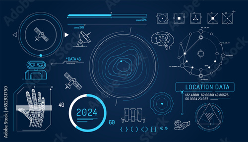 Set of infographic elements about satellite internet and AI.