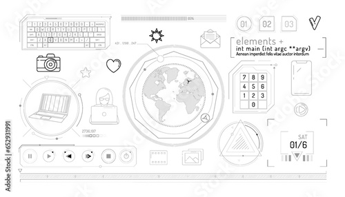 Set of infographic elements about internet communication and global network.