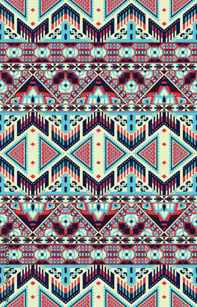 Ethnic geometric. Seamless pattern. Mexican blanket, rug. Woven carpet illustration.