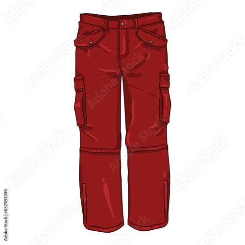 Vector Cartoon Red Winter Hiking Trousers