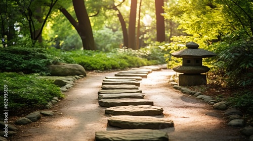 A tranquil Zen path leading to a tranquil meditation spot