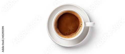 Coffee cup white background top view