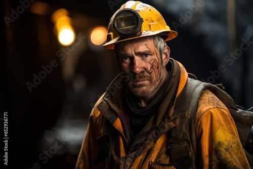 A hardworking miner wearing protective gear