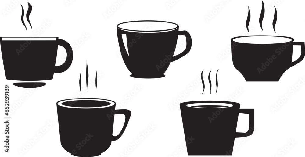 Coffee mug silhouettes. Coffee mug icons vector