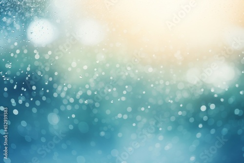 abstract rain drops with sun lights from above, beautiful water background with copy space for products or text. Created with generative AI tools