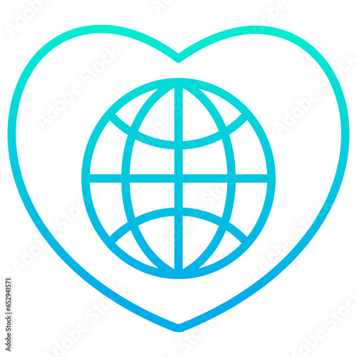 Outline gradient Love Earth icon