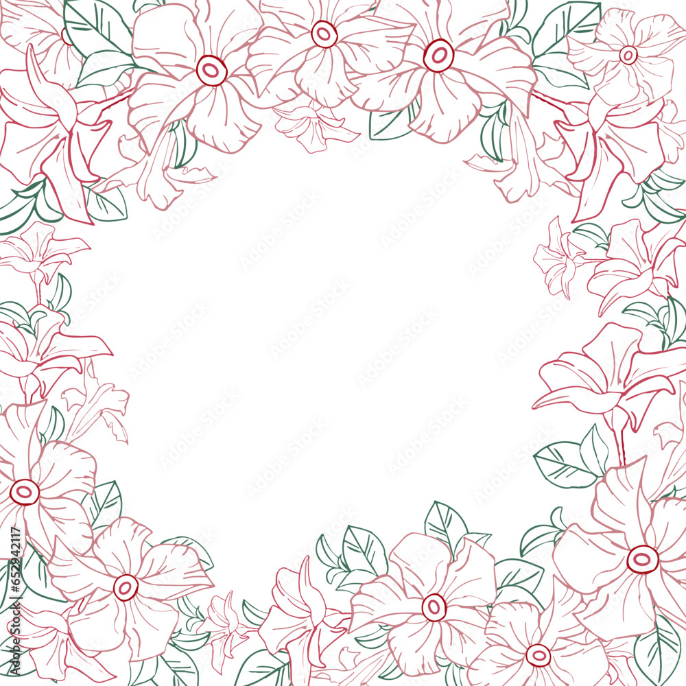 Jasmine exotic flower banner, hand drawn vector illustration for card or wedding invite