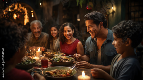 familias latinas cenando en casa disfrutando de la cena navideña en familia muy felices y pasando tiempo juntos 24 de diciembre