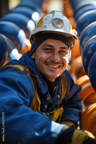 A worker in a gas pipeline....