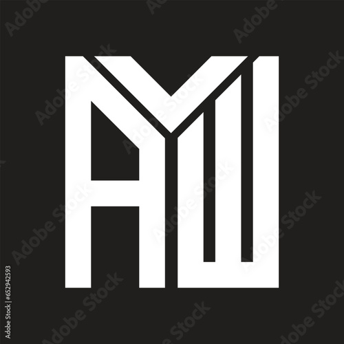 AW letter logo design on black background. AW creative initials letter logo concept. AW letter design.
 photo