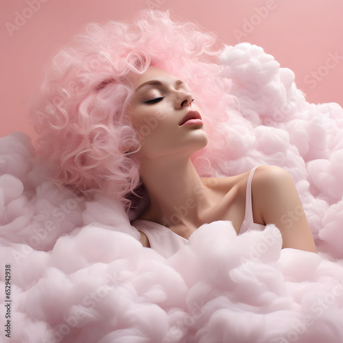 Girl with wings in candy marshmallow
